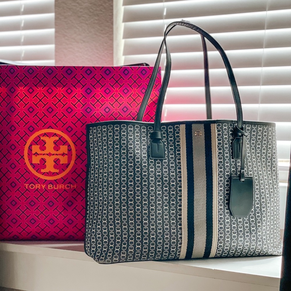 🖤Tory Burch Gemini Link Canvas Tote in Liberty Black